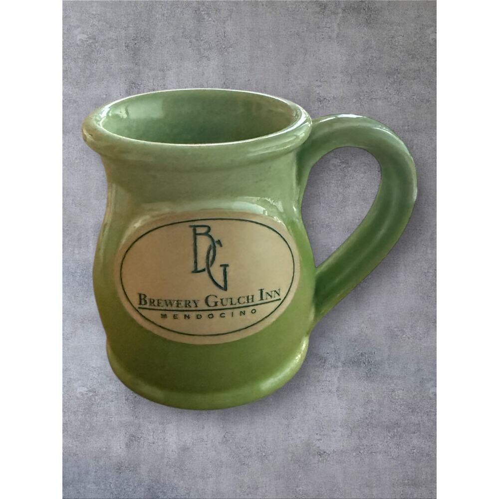 Brewery Gulch Inn Mendocino California Hand Thrown Green Glazed Coffee Mug 2019